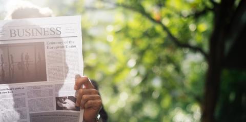 reading newspaper